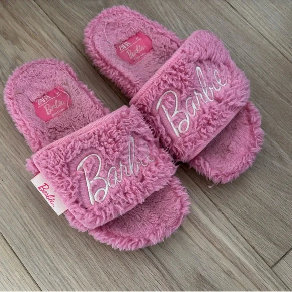 Pink Fuzzy Slippers - Picture 2 of 3
